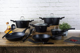 15-Piece Kitchen Cookware Set Black Collection