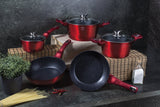 17-Piece Kitchen Cookware Set Burgundy Collection