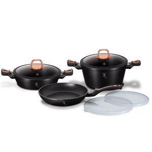 7-Piece Kitchen Cookware Set Black Rose Collection