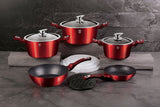 13-Piece Kitchen Cookware Set Burgundy Collection