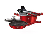 6-Piece Kitchen Cookware Set Burgundy Collection