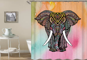 Colorful India Style Elephant Shower Curtain