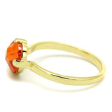 LO4079 - Flash Gold Brass Ring with AAA Grade CZ  in Orange