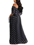 Off Shoulder Polka Dot Printed Maxi Dress