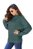 Basic Bae Full Size Ribbed Exposed Seam Mock Neck Knit Top