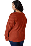 Basic Bae Full Size Ribbed Half Button Long Sleeve T-Shirt