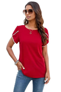 Round Neck Petal Sleeve T-Shirt