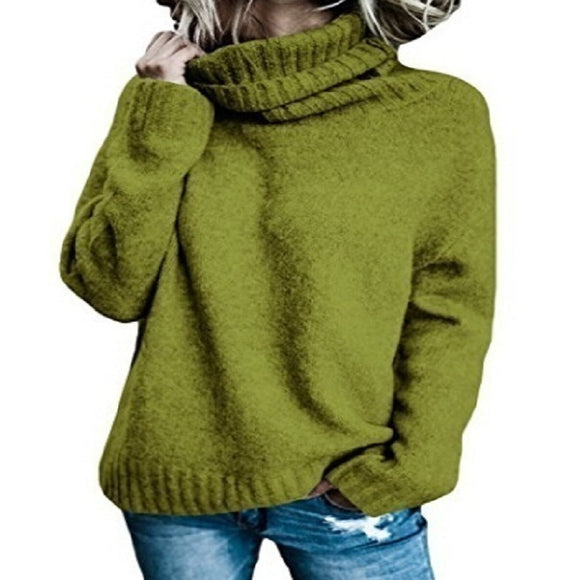 Women's casual tops round neck solid color sweater