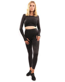 Decata Seamless Leggings & Sports Top Set - Black & Brown