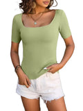 Square Neck Short Sleeve Sweater