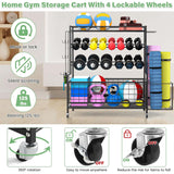 Yoga mat holder, yoga mat storage rack, home gym storage strap hook and wheels black