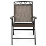 Set of 2 Patio Folding Chairs Sling Portable Dining Chair Set with Armrest