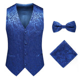 Mens Formal Wedding Paisley Waistcoat Bow Tie Set Jacquard Woven Suit Vest