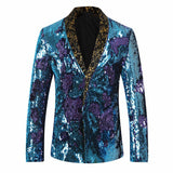 Mens Sport Coat Slim Fit Notched Lapel Sequins Dance Party Blazer Jacket