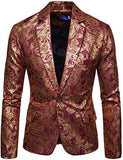 Mens Paisley Tuxedo Jackets Slim Fit Blazers Jacket One Button Stylish Wedding Party Dress Suit