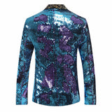 Mens Sport Coat Slim Fit Notched Lapel Sequins Dance Party Blazer Jacket