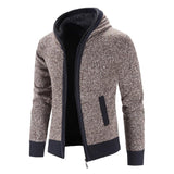 Mens Hooded Knitted Outwears Casual Zipper Cardigan Coat