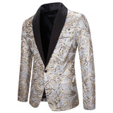 Mens Dress Blazer Gold Sequin Slim Fit Suit Jacket