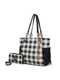 Yale Checkered Tote Bag with Wallet