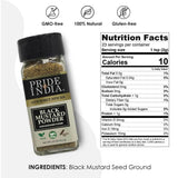 Pride of India – Black Mustard Seed Ground – Perfect Ingredient in Spice Blends – Spice up Pickles/Curries/Stews – Additives Free/Gourmet Spice – Easy to Use – 2.6 oz. Small Dual Sifter Bottle