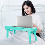 Foldable Laptop Table Bed Notebook Desk with Cooling Fan Mouse Board LED light 4 xUSB Ports Breakfast Snacking Tray