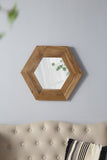 18.5" x 18.5" Hexagon Mirror with Natural Wood Frame, Wall Decor for Living Room Bathroom Hallway,