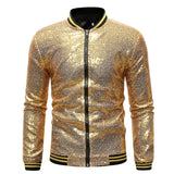 Mens Stylish Gold Sequined Jacket Prom Coats