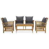 5 Piece Patio Lounge Set with Cushions Solid Acacia Wood