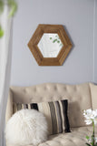 18.5" x 18.5" Hexagon Mirror with Natural Wood Frame, Wall Decor for Living Room Bathroom Hallway,