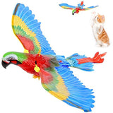 GARENT Flying Bird Cat Toy; Simulation Bird Interactive Cat Toy for Indoor Cats; Interactive Electric Hanging Flying Bird Toy for Cats Kitten Play Hunting Exercising Eliminating Boredom (Parrot)