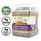 Pride Of India - Indian Whole Brown Crimson Masur Lentils - Protein & Fiber Rich Masoor Whole