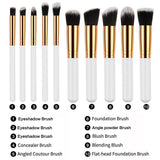 Travel Kit Mini Makeup Brush Set of 10 (White Gold)