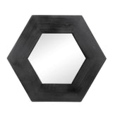 18.5" x 18.5" Hexagon Mirror with Solid Wood Frame, Wall Decor for Living Room Bathroom Hallway, Black