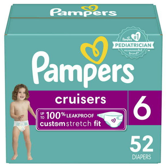 Pampers Cruisers Active Fit Taped Diapers Size 6, 52 Count