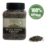 Pride of India – Black Pepper Ground – Ideal for Gourmet Dishes/ Soups/ Stews/ Rubs – Fresh & Preservatives Free – Warming Spice – Easy to Store – 8oz. Medium Dual Sifter Jar