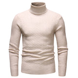 Mens Turtleneck Sweater Ribbed Slim Fit Knitted Pullover Turtleneck Sweater