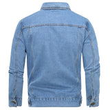 Mens Lapel Classic Denim Jacket Button Down Solid Outwear