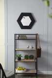 18.5" x 18.5" Hexagon Mirror with Solid Wood Frame, Wall Decor for Living Room Bathroom Hallway, Black