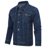 Mens Lapel Classic Denim Jacket Button Down Solid Outwear