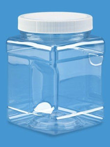 Clear Food Grade PET Plastic Square Grip Storage Jar w/ Cap - 32 Fluid Ounces (3-4 Cup Storage Capacity) BUY 1 GET 1 FREE (MIX AND MATCH - PROMO APPLIES AT CHECKOUT) by Pride Of India 6.00 oz