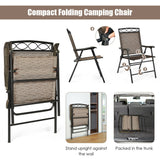 Set of 2 Patio Folding Chairs Sling Portable Dining Chair Set with Armrest