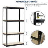 Storage Rack Shelving Unit Storage Shelf Steel Garage Utility Rack 4-Shelf Adjustable Shelves Heavy Duty Display Stand for Books; Kitchenware; Tools Bolt-Free Assembly 31.49"x 14.47"x 59' (Black)