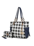 Yale Checkered Tote Bag with Wallet