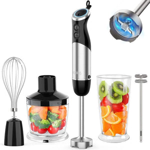 KOIOS Immersion Blender Handheld, 1000W 12-Speed 5 in 1 Hand Mixer Stick Blender with 304 Stainless Steel Blade, Food Processor, Beaker, Egg Whisk and Milk Frother,BPA-Free, for Smoothies Baby Food