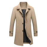 Mens Trench Coat Notched Lapel Casual Slim Fit Jacket