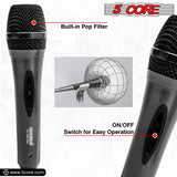 5 CORE Karaoke Microphone Dynamic Vocal Handheld Mic Pair Cardioid Unidirectional Microfono w On and Off Switch Includes XLR Audio Cable Mic Holder - PM 286 2 PCS