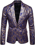 Mens Paisley Tuxedo Jackets Slim Fit Blazers Jacket One Button Stylish Wedding Party Dress Suit