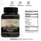 Pride of India – Black Peppercorn Whole – Gourmet & Culinary Spice – Full Bodied, Dried & Flavorful – Preservatives & Gluten Free – 8 oz. Medium Dual Sifter Jar