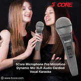 5 CORE Karaoke Microphone Dynamic Vocal Handheld Mic Cardioid Unidirectional Microfono w On and Off Switch Includes XLR Audio Cable Mic Holder PM 600