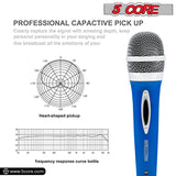 5 CORE 2 Pack Handheld Microphone Unidirectional Vocal Dynamic Cardioid Mic with Detachable 10ft XLR Cable, Clip, Mesh Grille & ON/Off Switch Suited for Speakers, Amp, Karaoke Singing Get in Pair